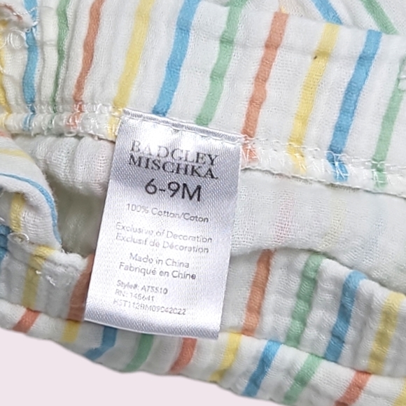 Badgley Mischka Baby Girl 2-piece Summer Stripe Outfit 6-9 Months - Picture 2 of 3